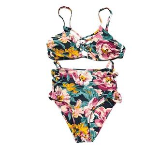 Tori Praver Seafoam Floral Pink Purple Bikini Women’s Size XS/Small